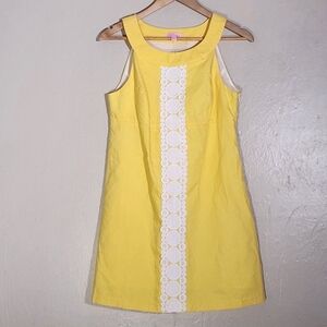 Lilly Pulitzer Yellow Dress with White Lace Detail